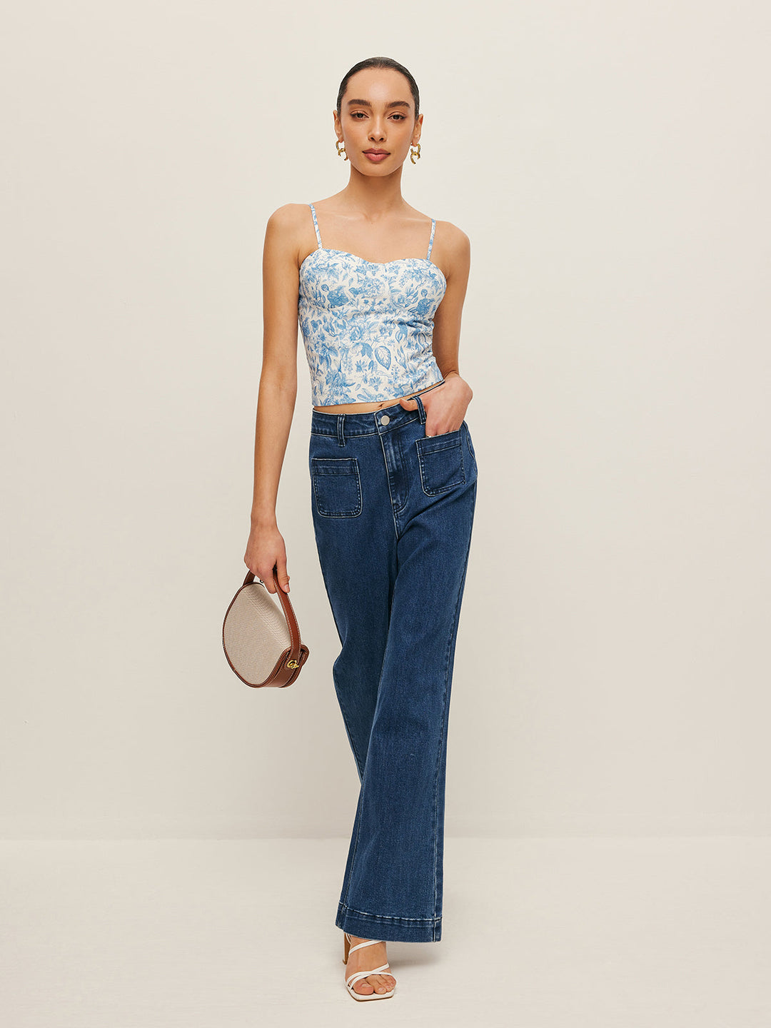 Floral Print Corset Crop Top