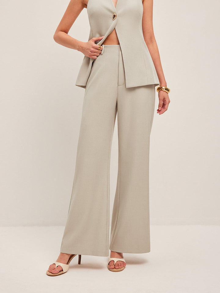 Hose mit weitem Bein und mittelhohem Bund