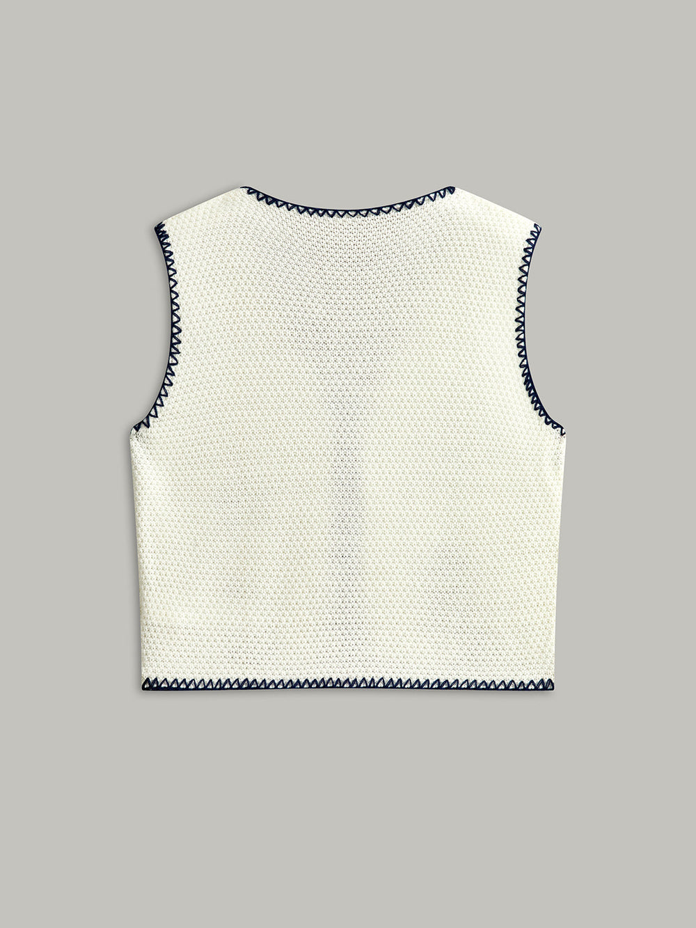 Bestickte Strickweste mit Bindeband