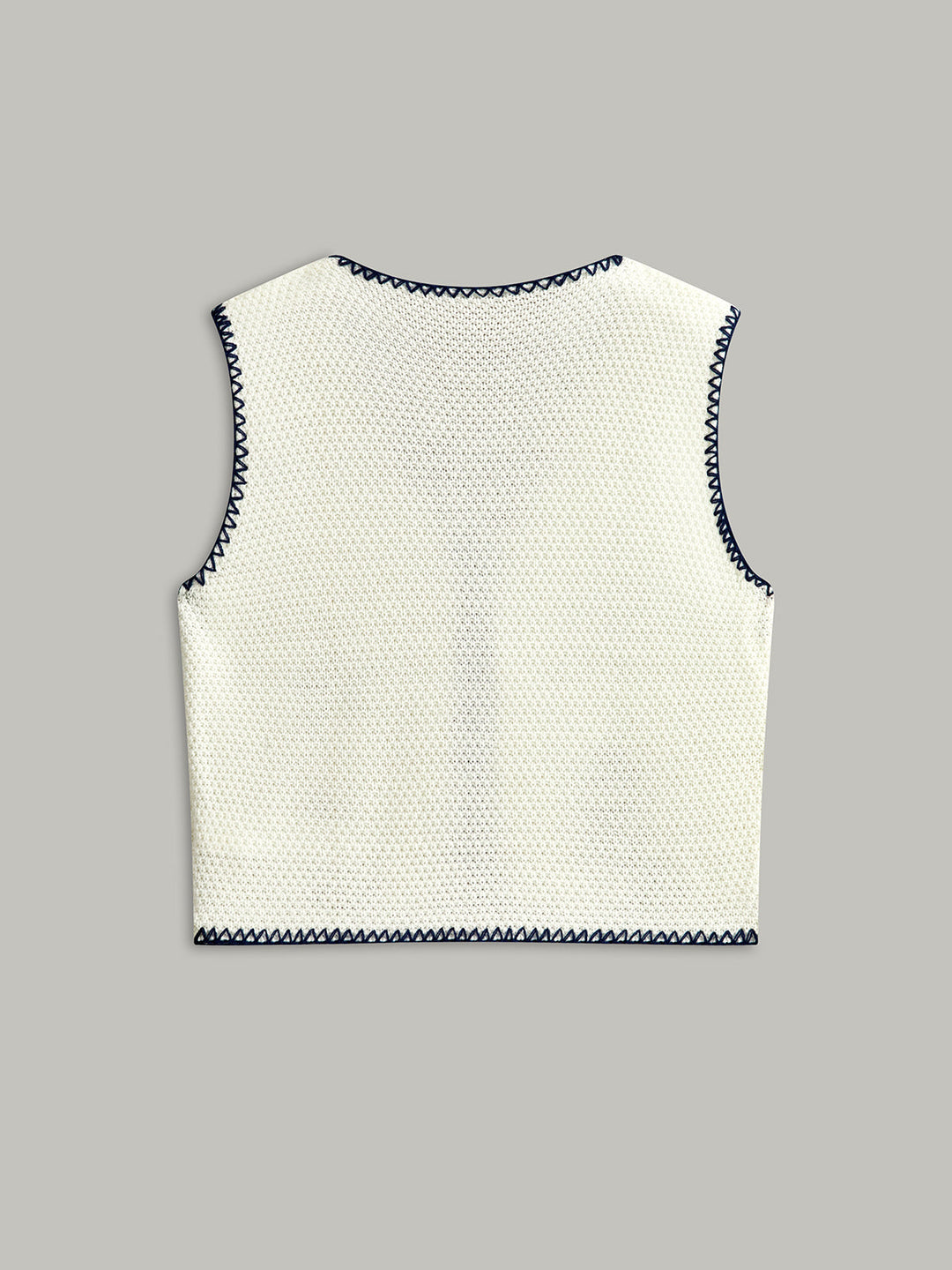 Bestickte Strickweste mit Bindeband