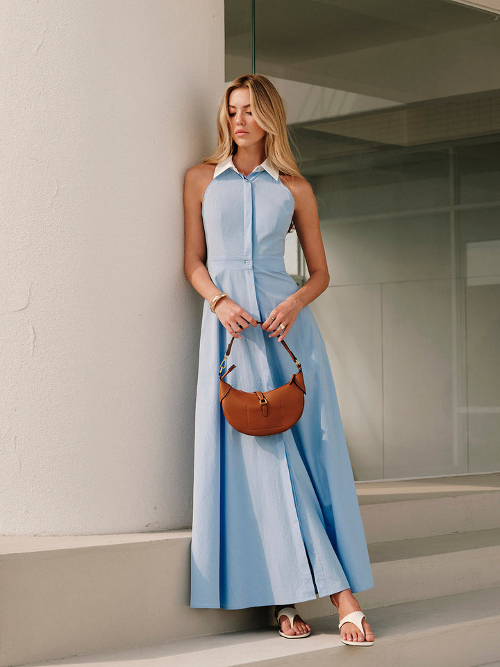 Knopf Ärmelloses Kleid mit Kragen