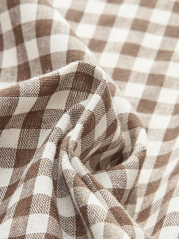 Gingham-Bind-Gürtel-Peplum-Top