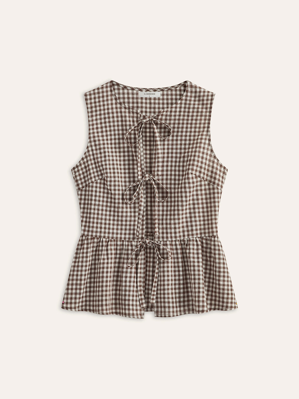 Gingham-Bind-Gürtel-Peplum-Top