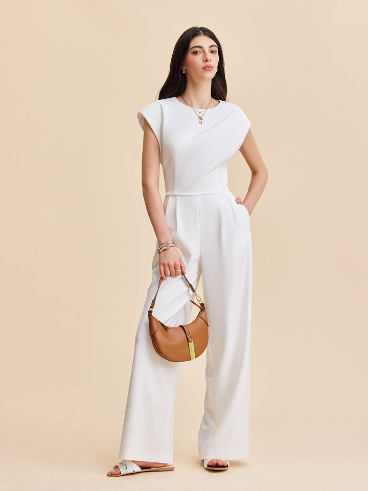 Jumpsuit mit Kapärmel und Knopf-Rücken