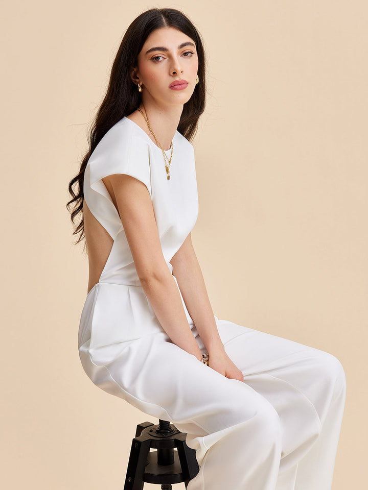 Jumpsuit mit Kapärmel und Knopf-Rücken