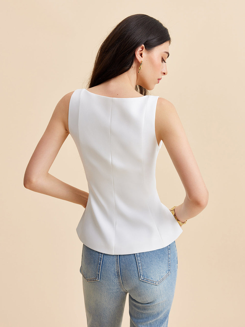 Tanktop mit eckigem Ausschnitt und Schößchen