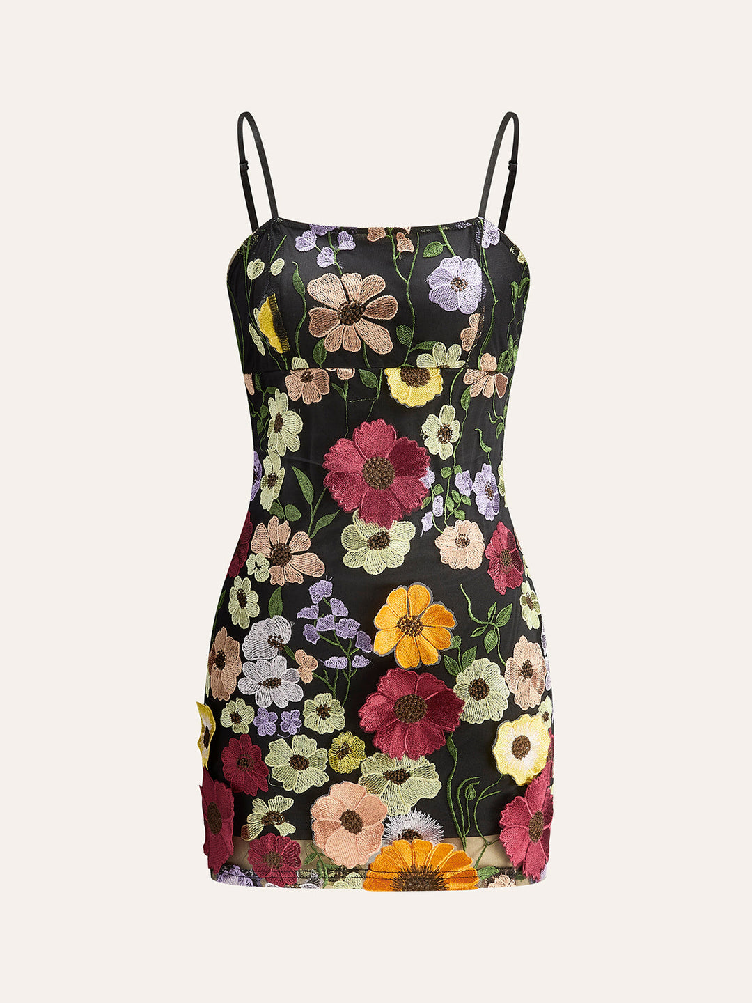 Buntes Blumen-Stick-Mesh-Kleid