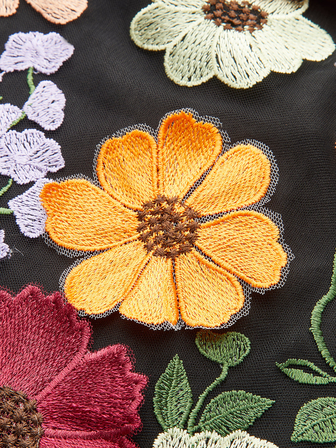 Buntes Blumen-Stick-Mesh-Kleid