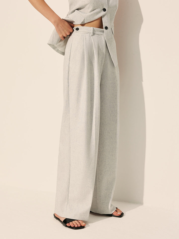 Mid-Waist Plissé Hose mit weitem Bein