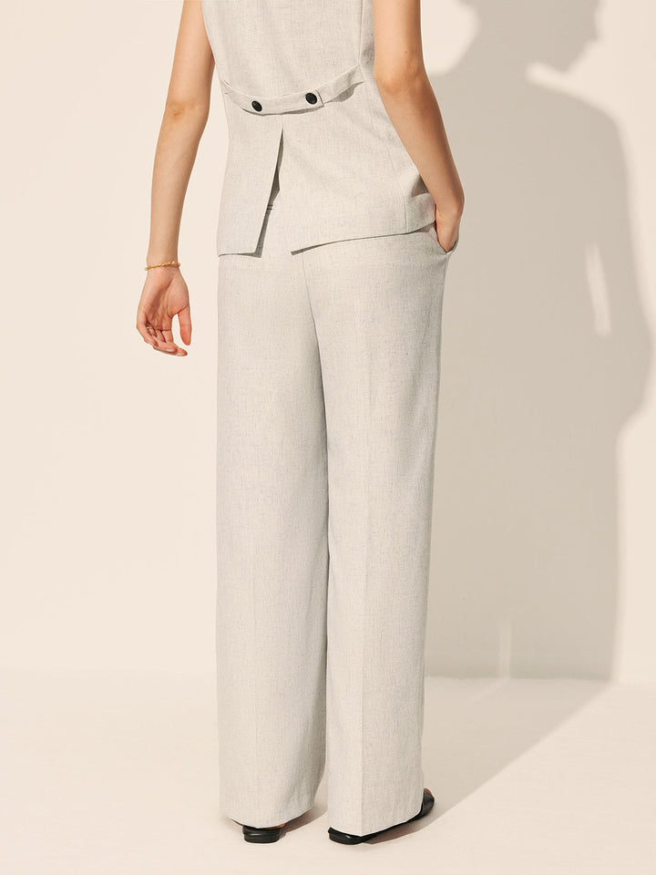 Mid-Waist Plissé Hose mit weitem Bein