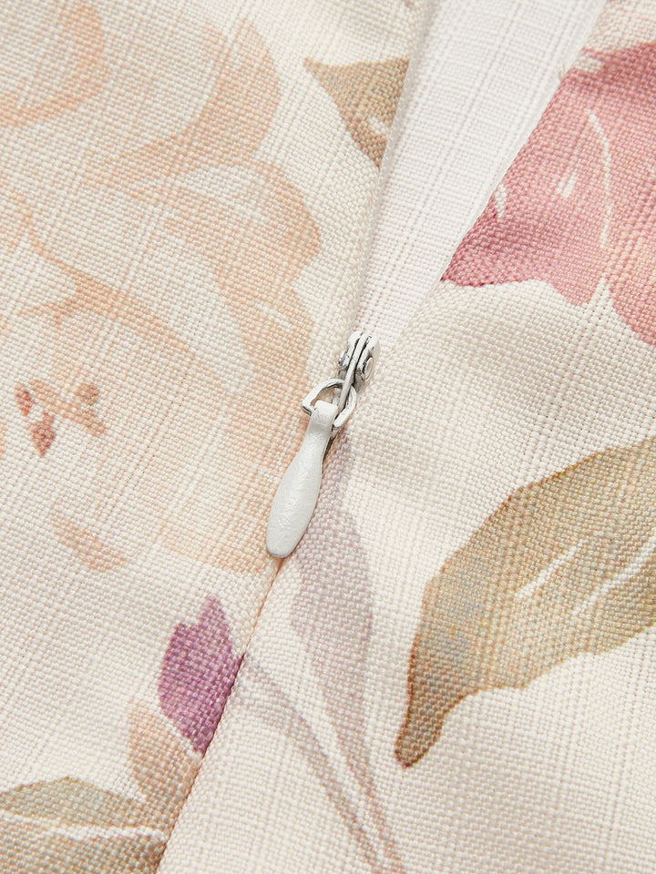 Romantisches A-Linien-Cami-Kleid mit V-Ausschnitt und Blumenmuster
