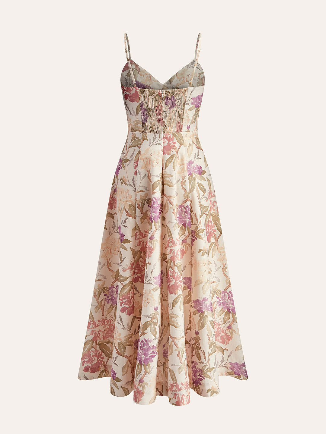 Romantisches A-Linien-Cami-Kleid mit V-Ausschnitt und Blumenmuster
