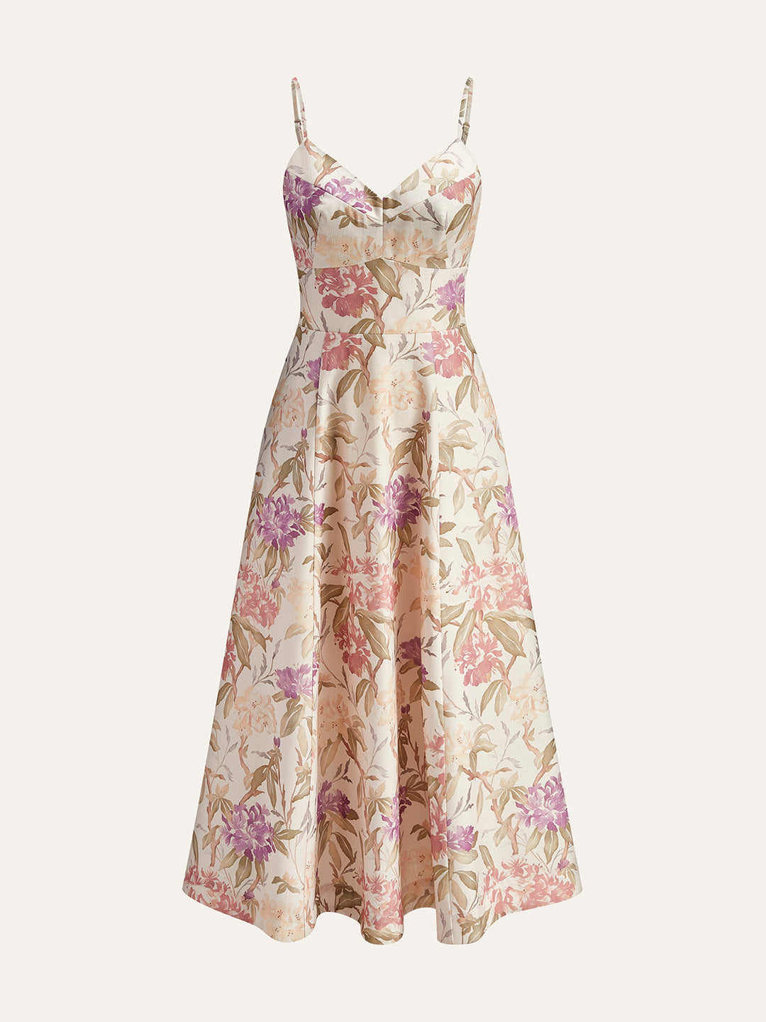 Romantisches A-Linien-Cami-Kleid mit V-Ausschnitt und Blumenmuster