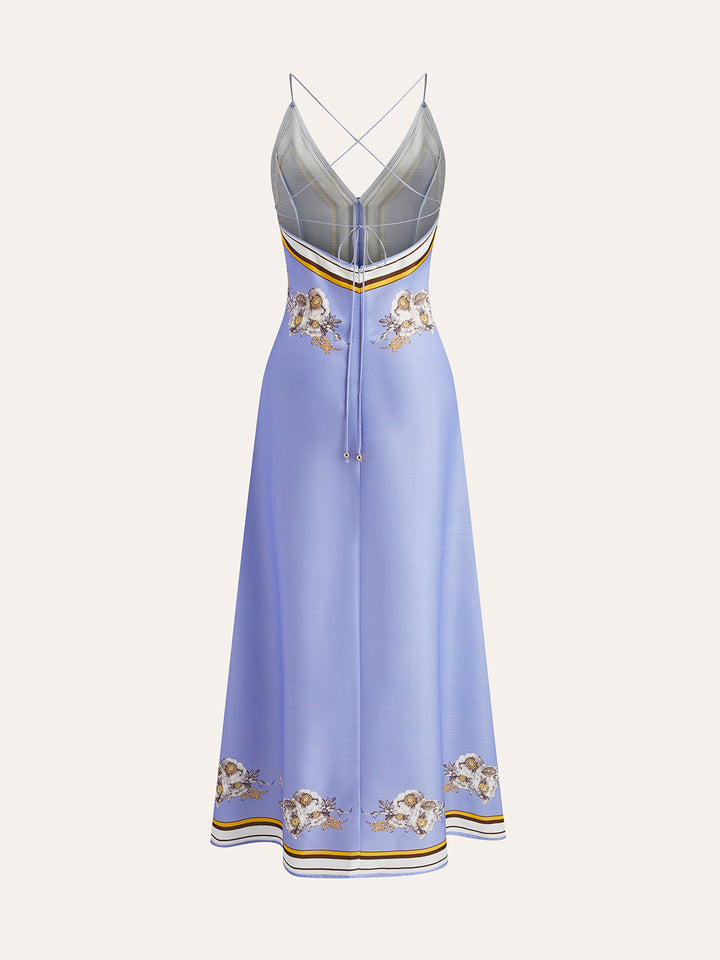 Lässiges Blumenmuster Halfter Langes Kleid