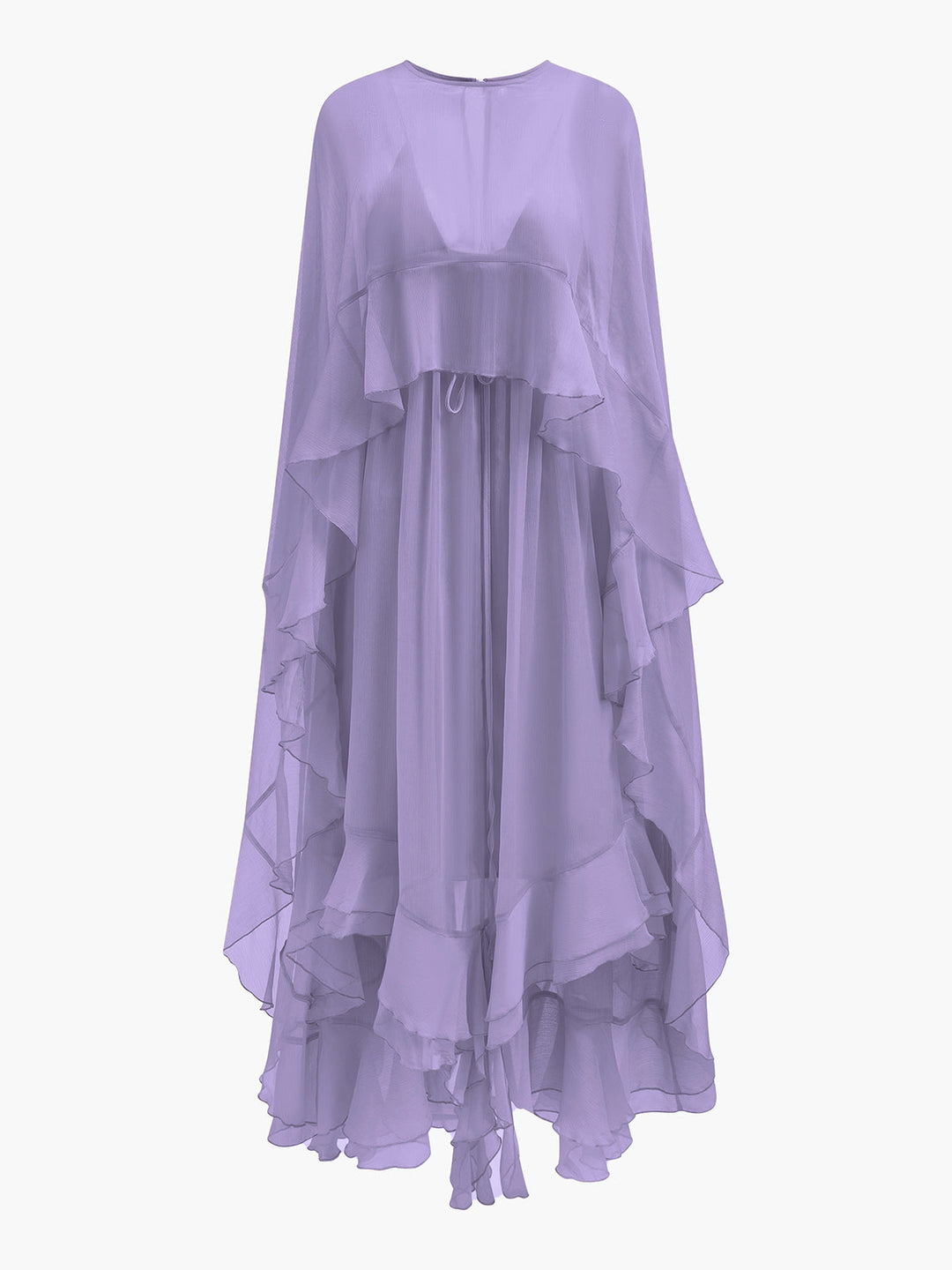 Halbdurchsichtiges Chiffon-Kleid mit Umhang