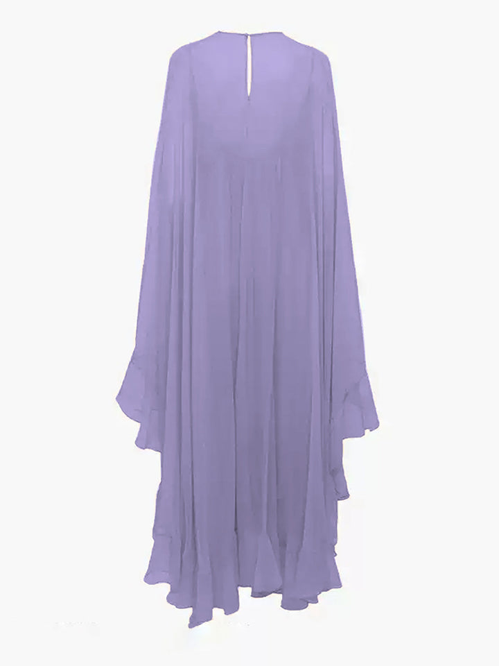Halbdurchsichtiges Chiffon-Kleid mit Umhang