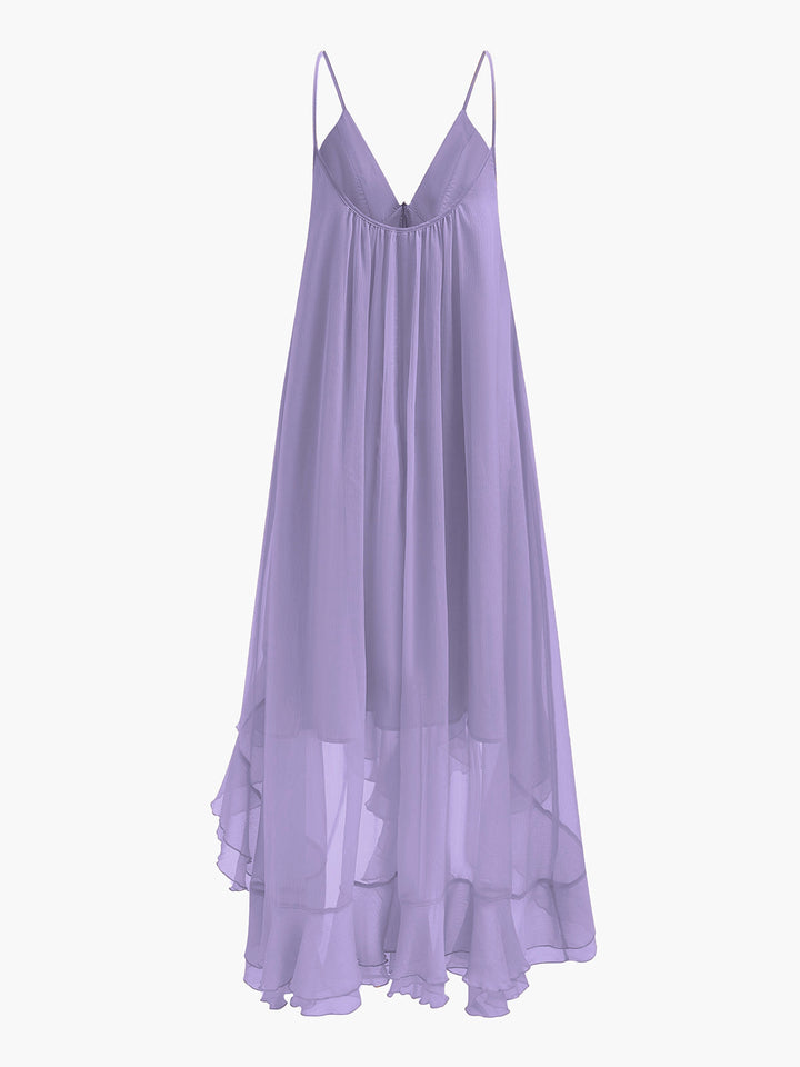 Halbdurchsichtiges Chiffon-Kleid mit Umhang