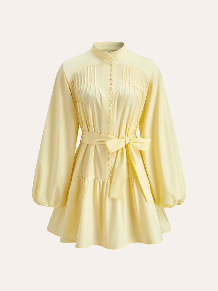 Kleid mit Laternenärmeln und Gürtel