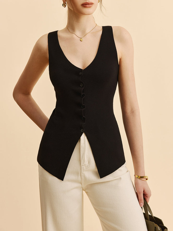 Lettuce Trim Split Pullover-Weste