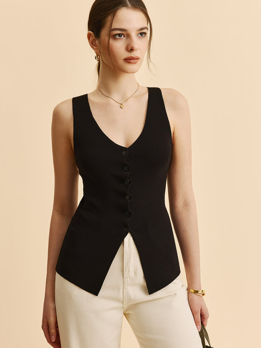 Lettuce Trim Split Pullover-Weste