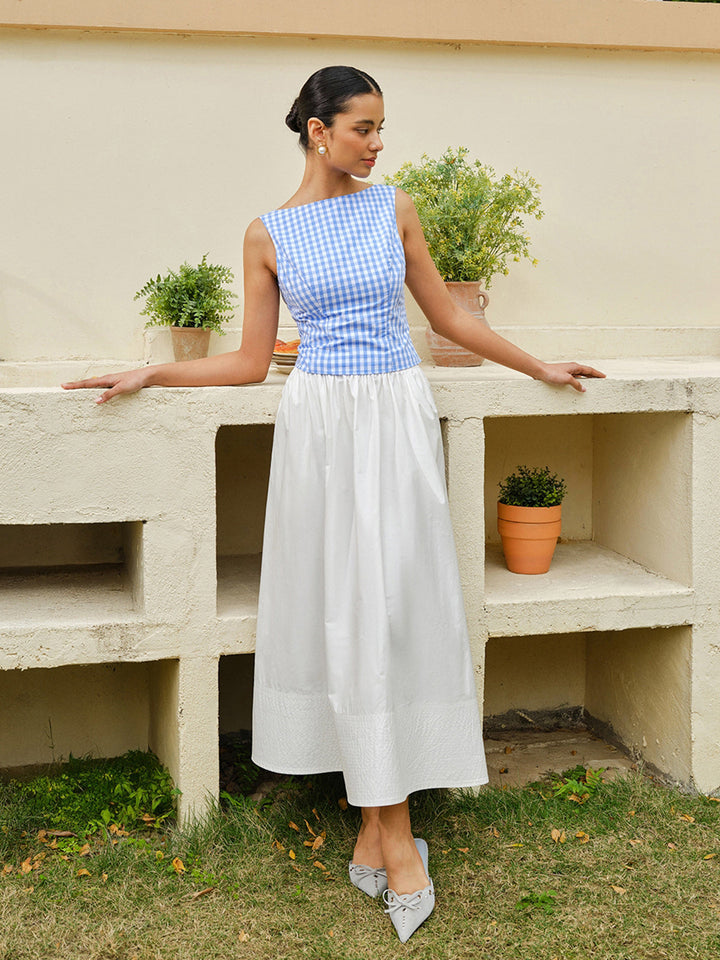 Checkerboard Schleife-Rücken Crop Top