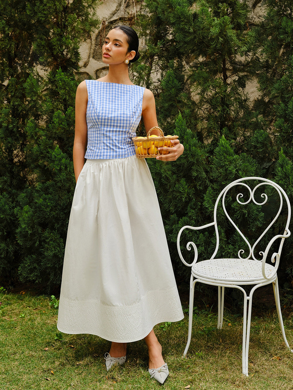 Checkerboard Schleife-Rücken Crop Top