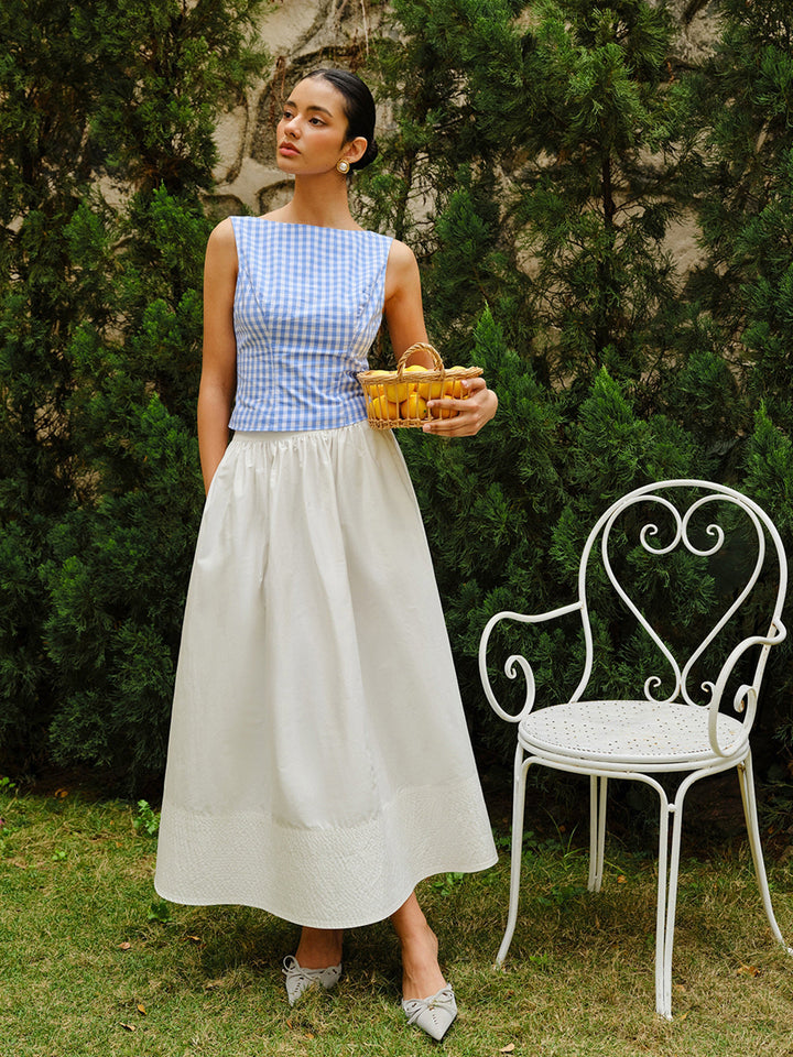 Checkerboard Schleife-Rücken Crop Top