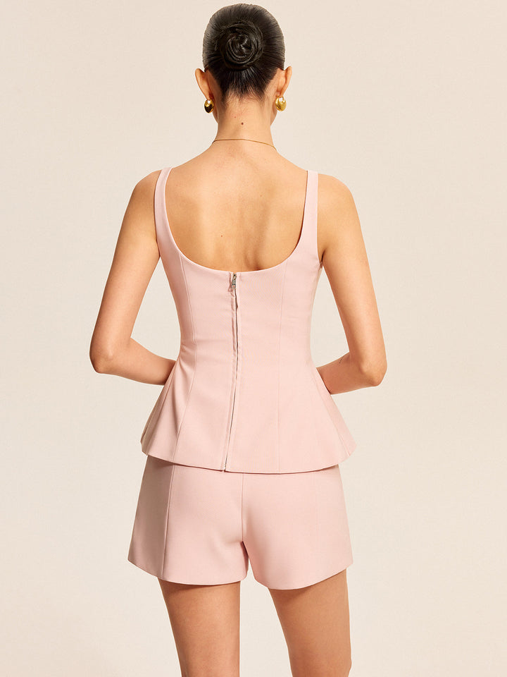 Peplum-Tanktop mit Shorts-Set