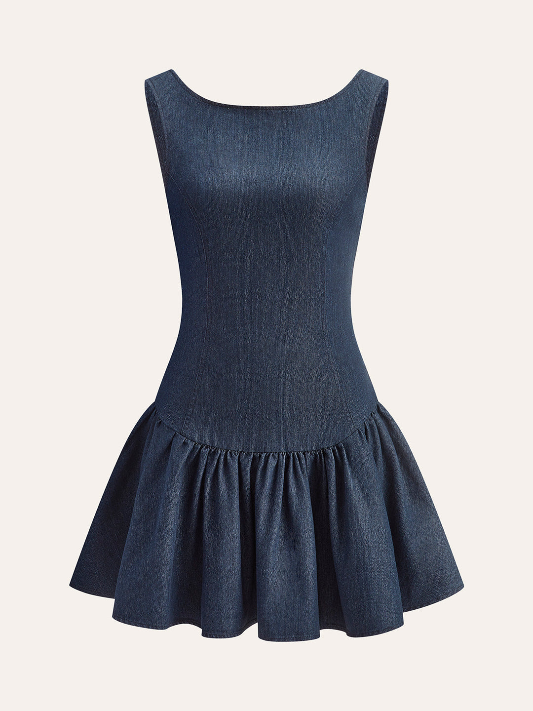 Denim ärmelloses ausgestelltes Kleid