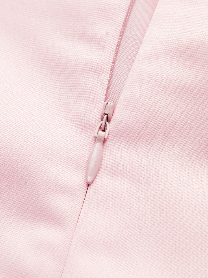 Satin asymmetrisch verzierte trägerloses Kleid