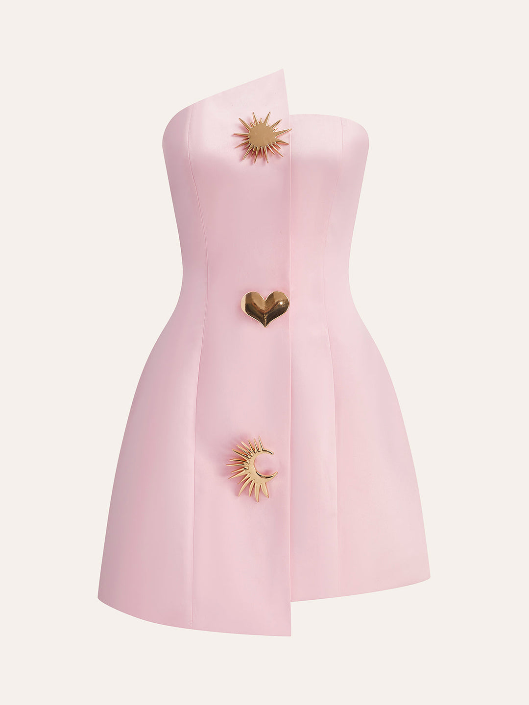 Satin asymmetrisch verzierte trägerloses Kleid