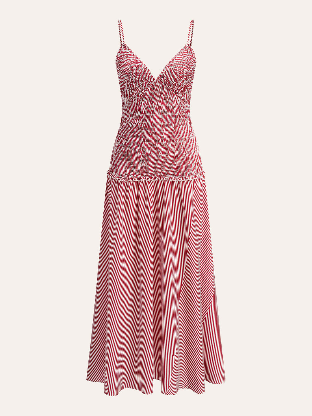 Gekräuseltes Kleid mit V-Ausschnitt und ärmellosem Faltenwurf