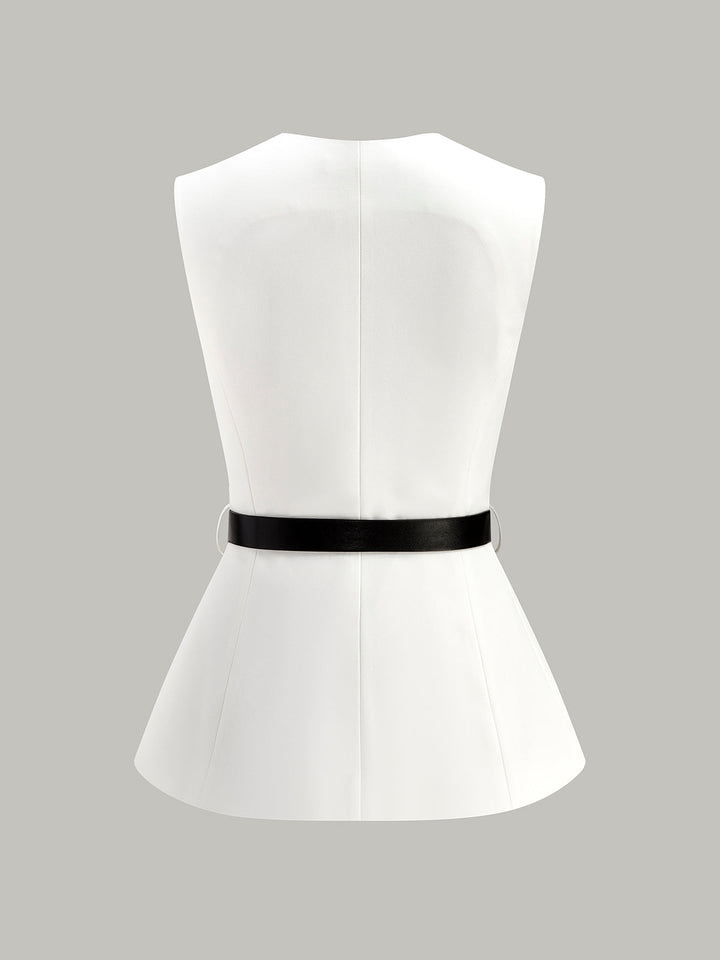 Button Detail Pockets Top Mit Gürtel