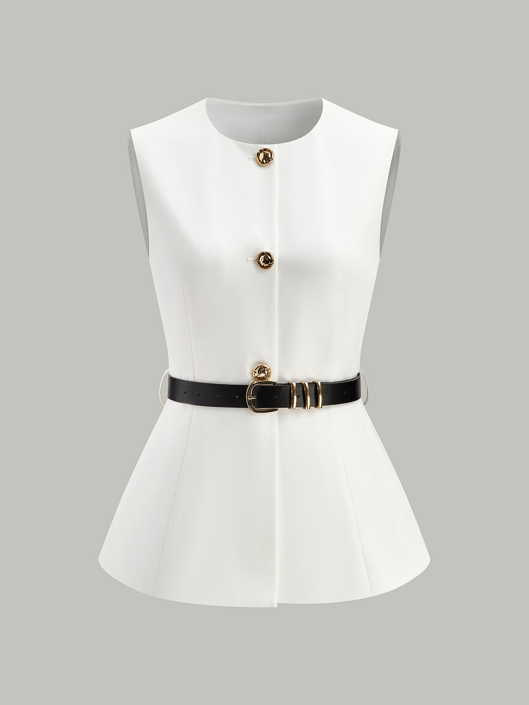 Button Detail Pockets Top Mit Gürtel