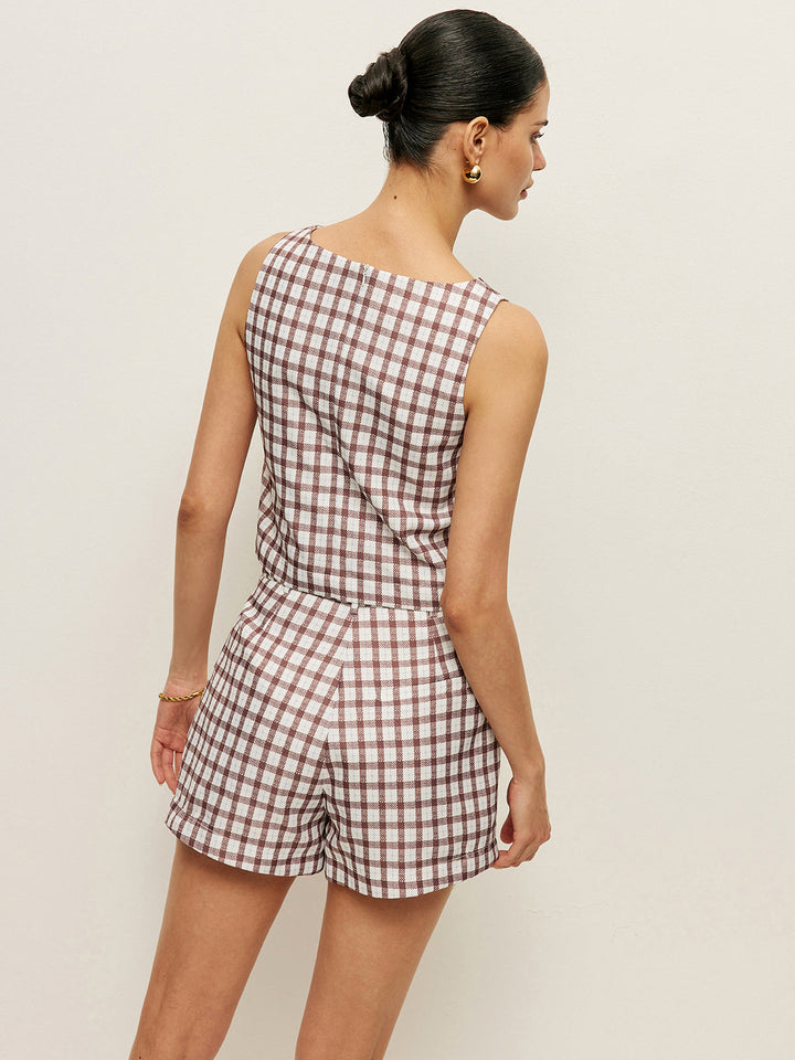 Checkerboard Ärmelloses Crop-Top mit Shorts-Set