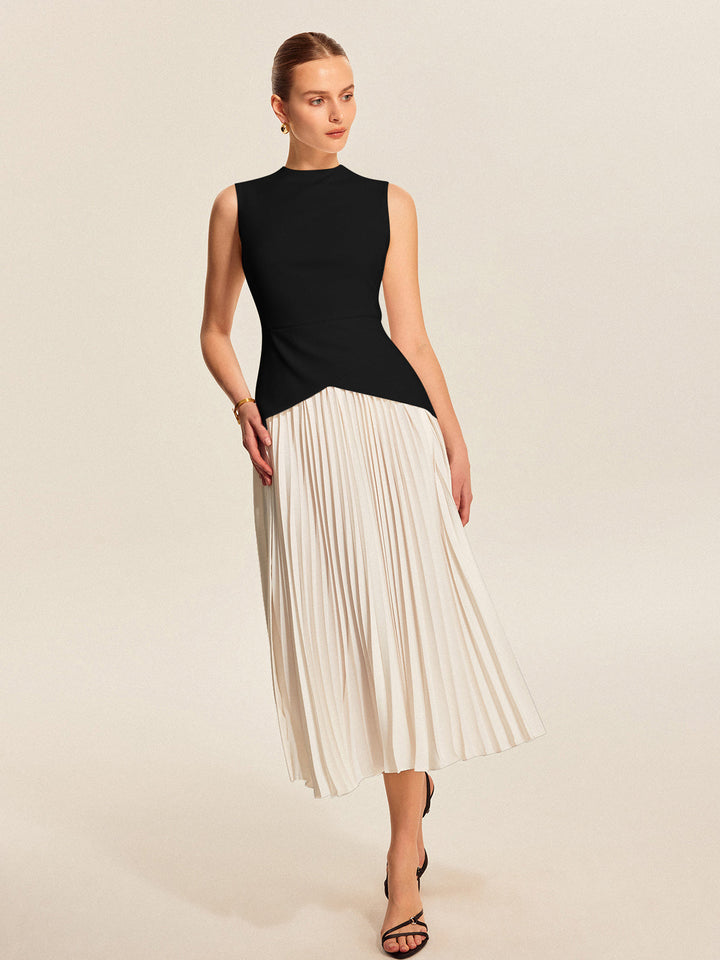 Ärmelloses Faltenkleid