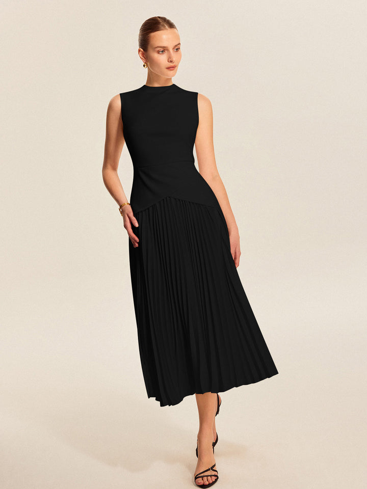 Ärmelloses Faltenkleid