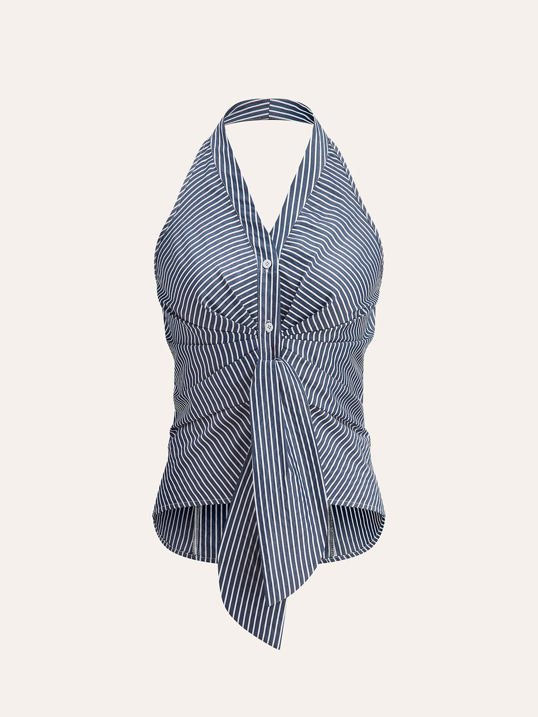 Gestreiftes Neckholder-Top mit Bindeband
