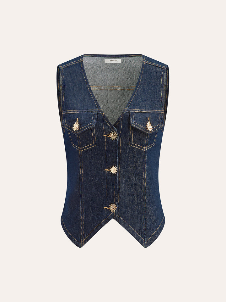 Metal Detail Denim Weste