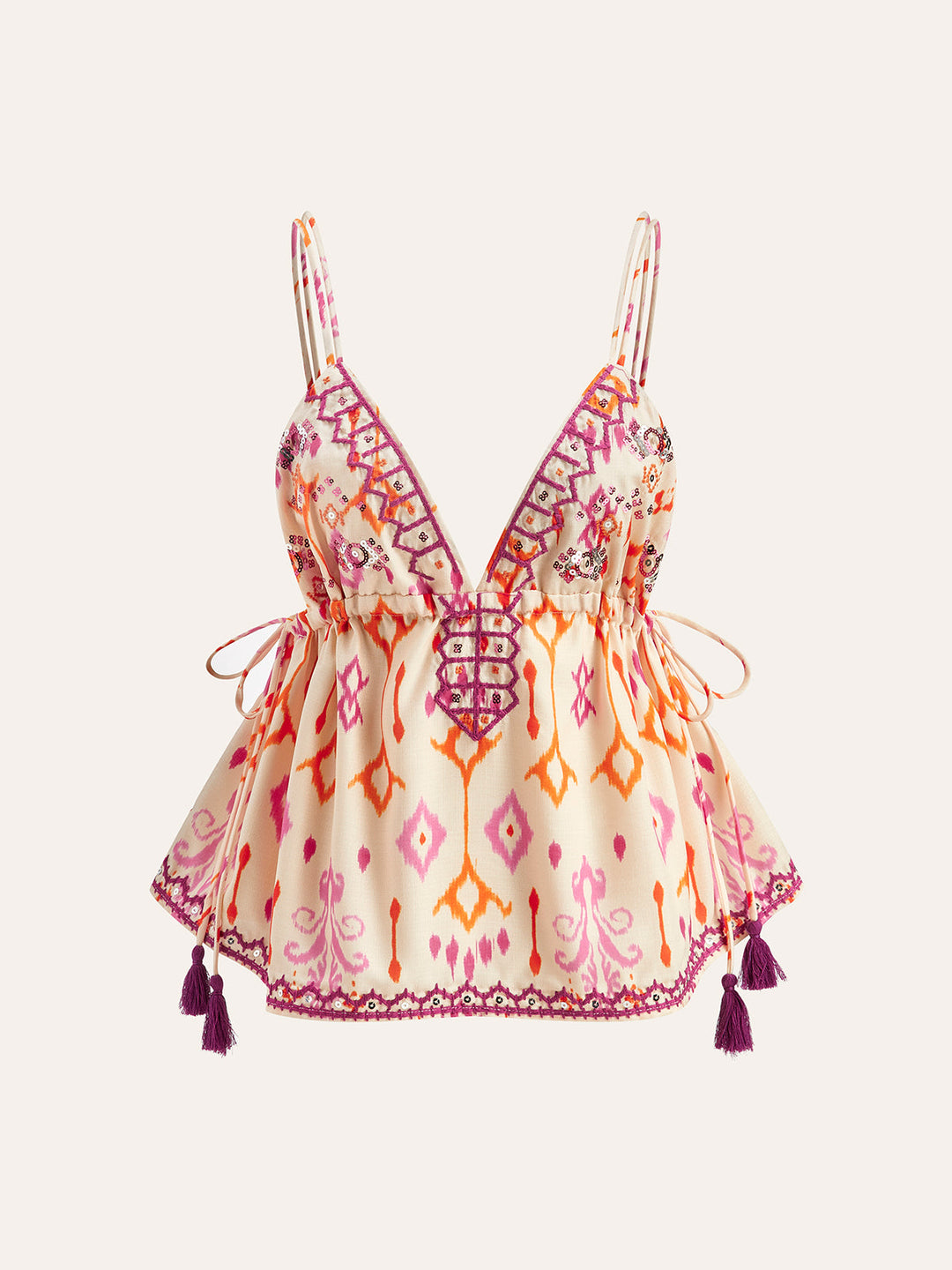 Besticktes Boho-Quasten-Trägertop