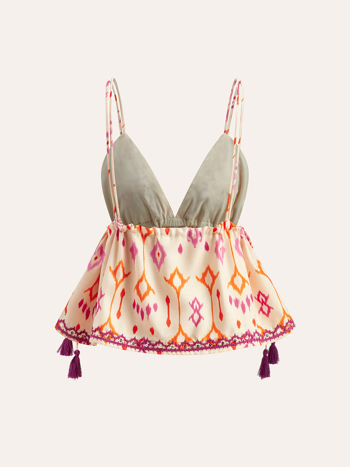 Besticktes Boho-Quasten-Trägertop