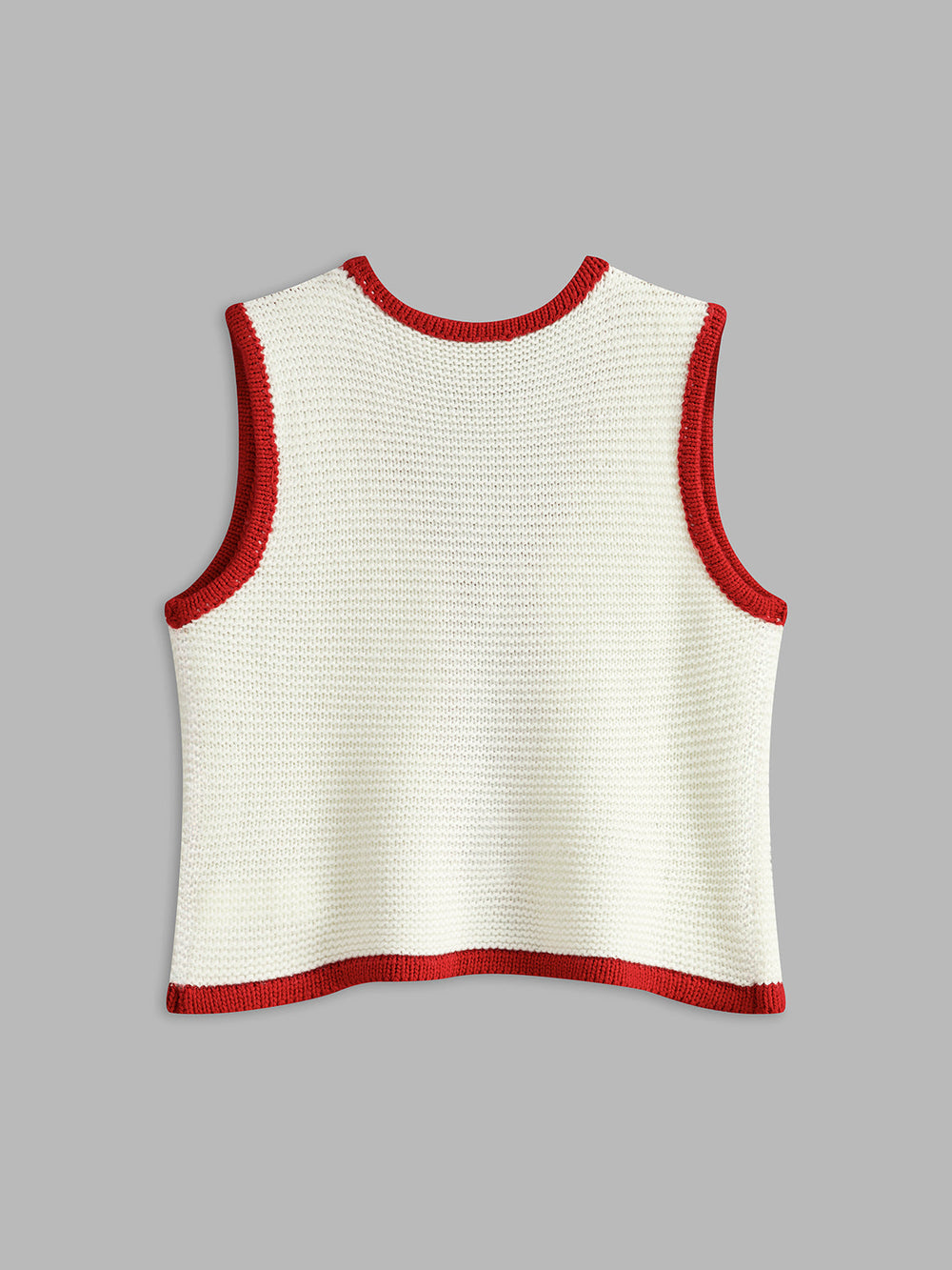 Geflochtener Pullover-Weste mit Farbblock