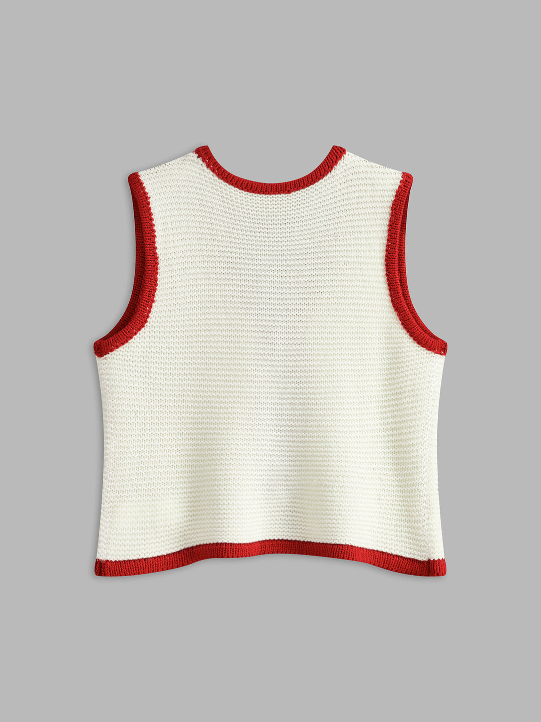 Geflochtener Pullover-Weste mit Farbblock