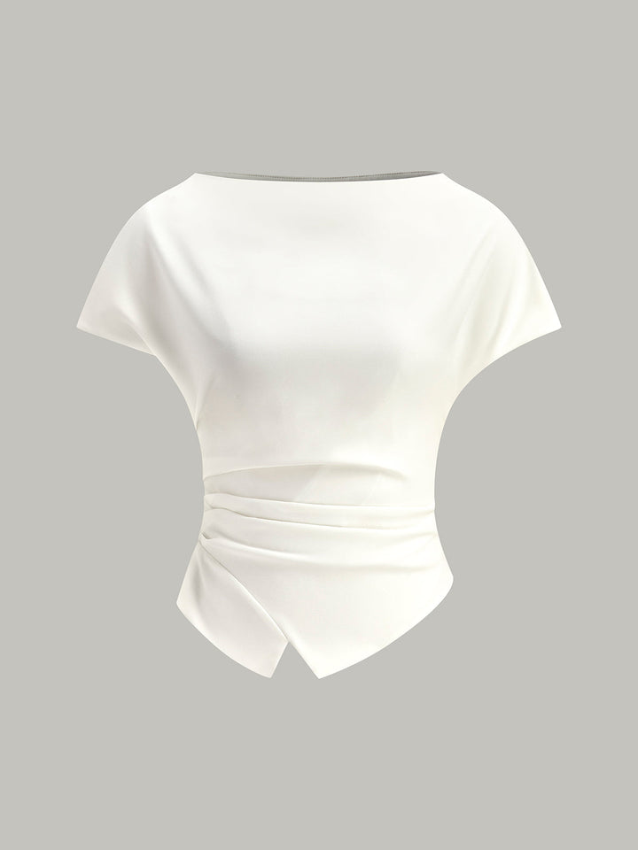 Asymmetrisches T-Shirt mit Raffung