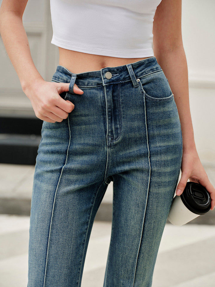 Jeans mit weitem Bein und tiefem Bund aus Denim