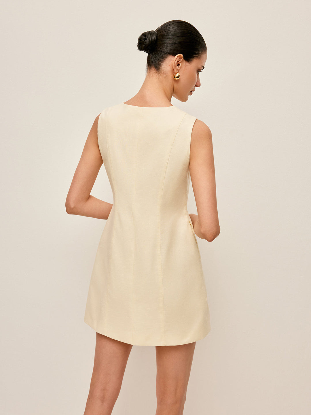 Kleid mit durchgehender Knopfleiste aus Baumwolle und Leinen, ärmellos