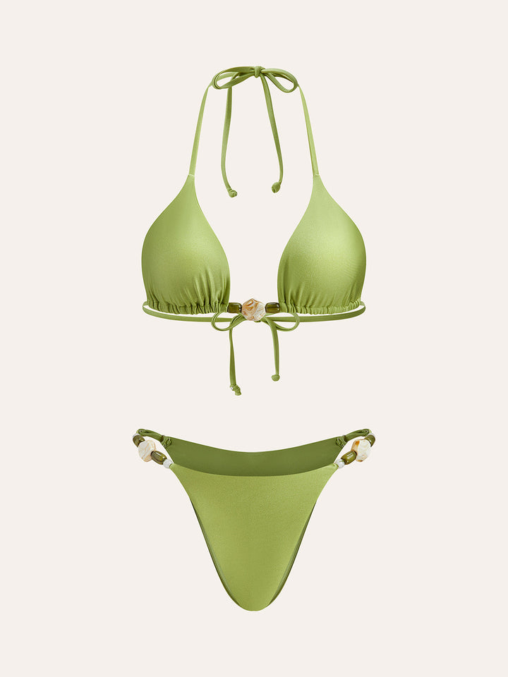 Rüschen-Detail Bikini-Set mit Spaghettiträgern