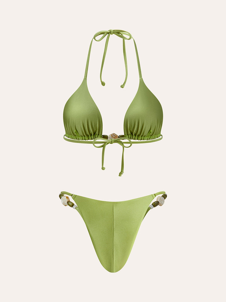 Rüschen-Detail Bikini-Set mit Spaghettiträgern