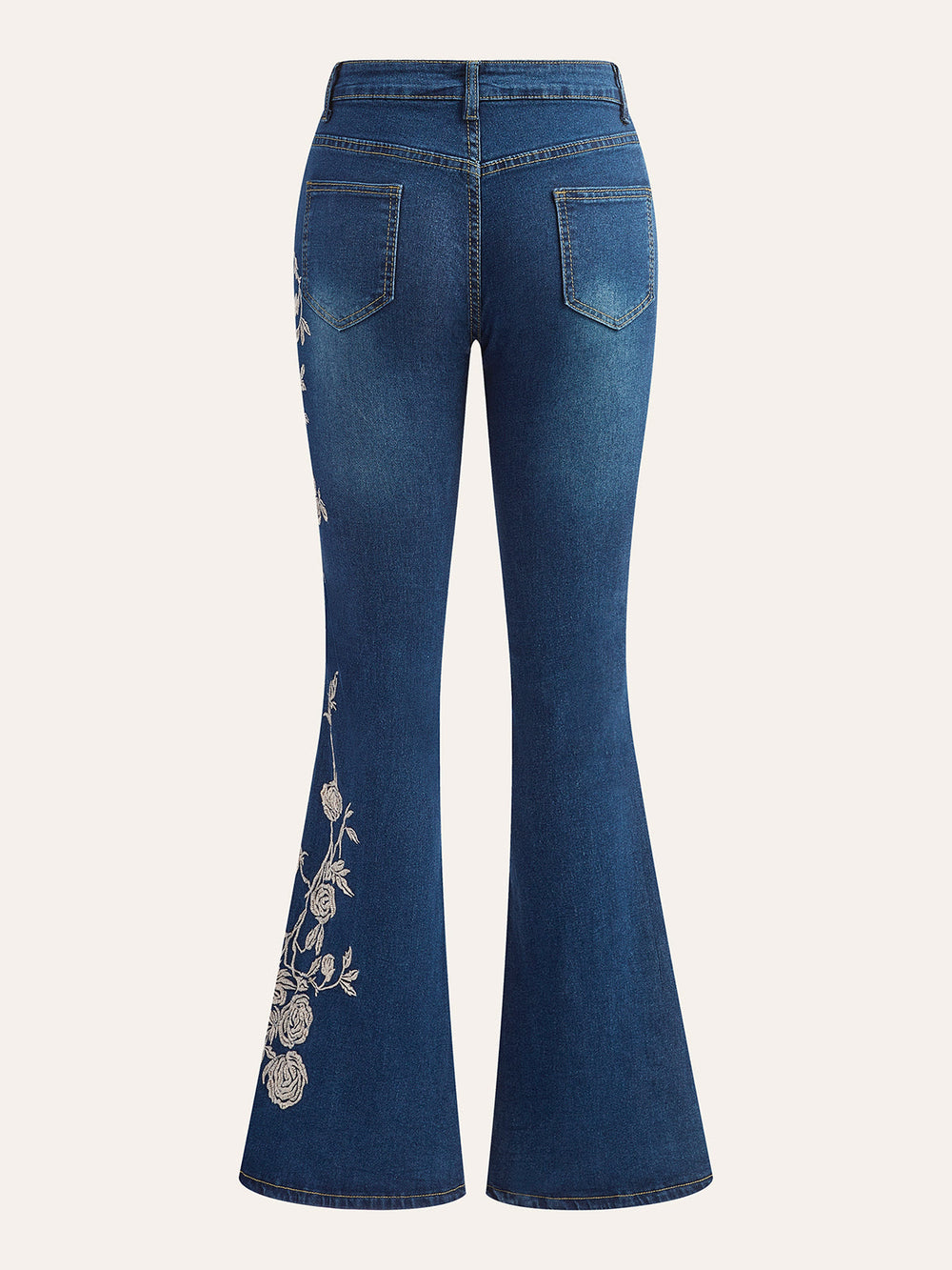 Mid-Taille Jeans mit ausgestelltem Bein und Stickerei