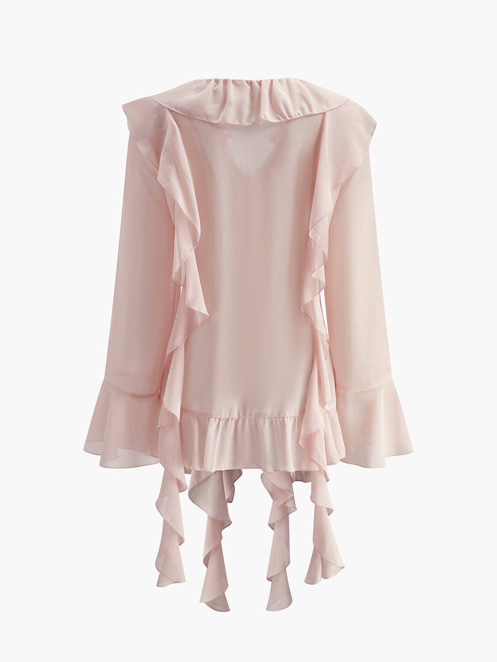 Halbtransparente Chiffon-Bluse mit Rüschen